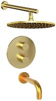 Paini 78PJSET26911THBATHHEAD Cox Комплект на 2 потребителя с термостатом, для ванны с верхним душем, брашированное золото PVD