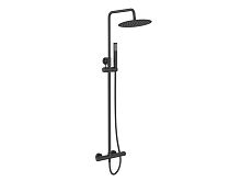 BelBagno UNO-DOCM-NERO Душевая стойка со смесителем для верхнего и ручного душа, чёрная