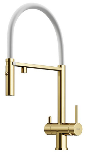 Sancos SC4010BG Imola Смеситель для кухни с возможностью подключения фильтра для воды, брашированное золото/белый Sancos SC4010BG Imola Смеситель для кухни с возможностью подключения фильтра для воды, брашированное золото/белый