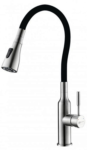 Lemark LM5082S-Black Expert Смеситель для кухни, с гибким изливом, хром/черный