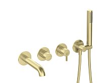 Deante BQS_R18P Silia Смеситель для ванны встраиваемый с душевым гарнитуром, брашированное золото