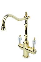 Boheme 112 Tradizionale Oro Смеситель для кухни, на 2 воды, золото/белый