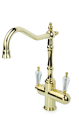 Boheme 112 Tradizionale Oro Смеситель для кухни, на 2 воды, золото/белый