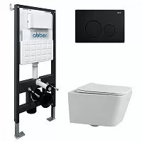 Abber Rechteck AC1201-AC0105-AC0121MB Комплект: Унитаз, Инсталляция, Кнопка смыва