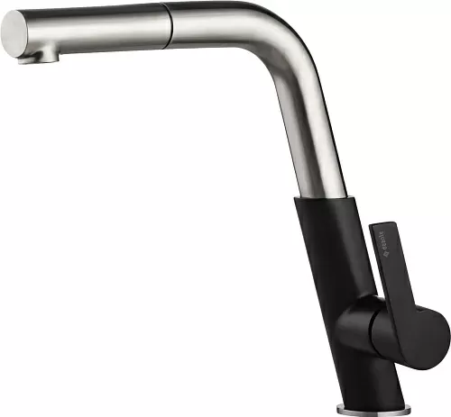 Deante BQS_B730 Silia Смеситель для кухни с выдвижным изливом, брашированная сталь/Nero (черный) купить недорого в интернет-магазине Сквирел