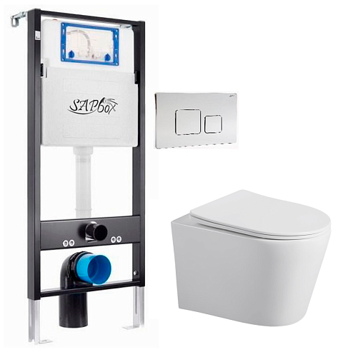 Sapbox  SET.SBOX7057W.0209 Комплект: Унитаз, Инсталляция, Кнопка смыва