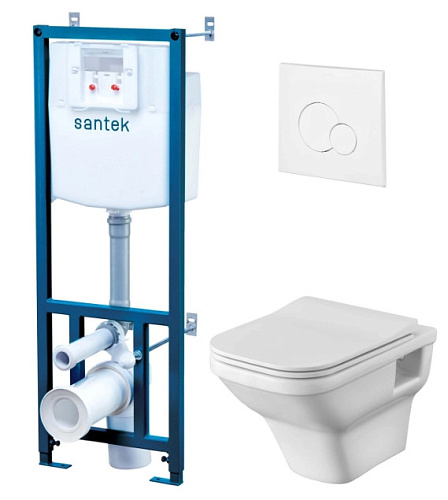 Santek Лайн 1.WH50.1.750 Комплект: Унитаз, сиденье, инсталляция, кнопка