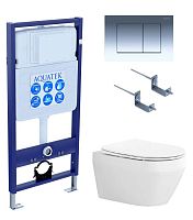 Aquatek SET Лея-010 4 в 1 Комплект: рама Standard INS-0000012 + крепеж KKI-0000002 + кнопка KDI-0000010 + унитаз AQ1199-00 с крышкой-сиденьем Soft-close, белый