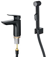 Aquatek AQ1012MB Вега Смеситель для раковины, с гигиеническим ручным душем, черный матовый