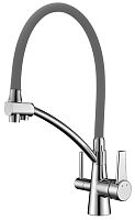 Lemark LM3071C-Gray Comfort Смеситель для кухни, с подключением к фильтру с питьевой водой, хром/серый