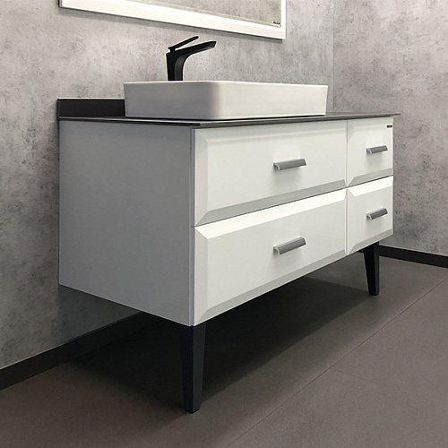 Comforty 00-00013788 Империя Тумба напольная 120х52 см, со столешницей/раковиной 78189, белый/графит купить  в интернет-магазине Сквирел