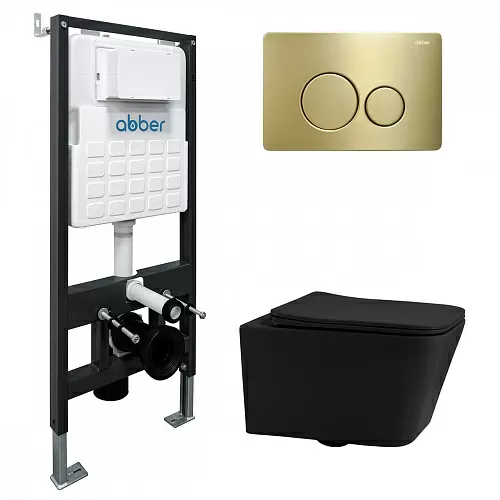 Abber Rechteck AC1201MB-AC0105-AC0121MMG Комплект: Унитаз, Инсталляция, Кнопка смыва
