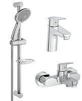 Vitra A42302EXP Flow Round Набор смесителей 3 в 1 (смеситель для раковины, смеситель для ванны, душевой гарнитур), хром