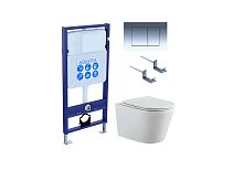 Aquatek SET Вега-010 4 в 1 Комплект: рама Standard INS-0000012 + крепеж KKI-0000002 + кнопка KDI-0000010 + унитаз AQ1905-00 с крышкой-сиденьем Soft-close, белый