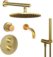 Paini 78PJSET36911THSHBATH Cox Комплект на 3 потребителя с термостатом, для ванны/душа, брашированное золото PVD