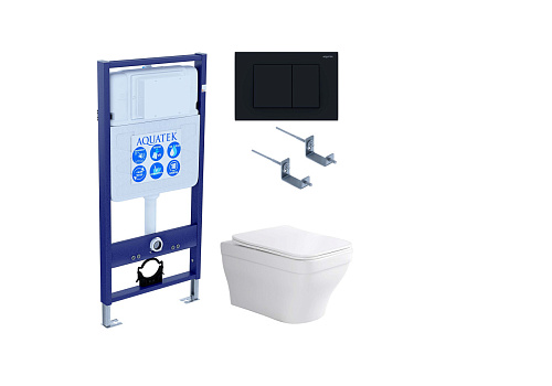 Aquatek SET Амадео-012 4 в 1 Комплект: рама Standard INS-0000012 + крепеж KKI-0000002 + кнопка KDI-0000012 + унитаз AQ1163-00 с крышкой-сиденьем Soft-close, белый