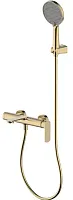 Aquame AQM6312BG Monza Смеситель для ванны, с душевым набором, D120 мм, 3 режима, Brushed gold (шлифованное золото)