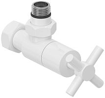 Сунержа 12-1408-1234 Вентиль угловой, (крест) G 1/2" НР х G 3/4" НГ, белый