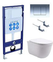 Aquatek SET Классик-010 4 в 1 Комплект: рама Standard INS-0000012 + крепеж KKI-0000002 + кнопка KDI-0000010 + унитаз AQ1111-00 с крышкой-сиденьем Soft-close, белый