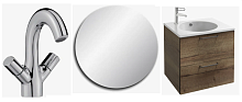 Сет №1544_EB1143-NF, Зеркало круглое + EXBA112-Z-00, Раковина для мебели + E78296-CP, Донный клапан + E10085RU-CP, Смеситель для раковины + EB2520-R5-E52, Тумба под раковину