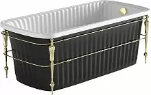 Migliore 24382 Olivia Console Ванна 174х83х66 см + черная панель + консоль, слив-перелив золото/белая