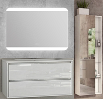 Сет №1638_41803, Тумба под раковину + 50170, Раковина + SPC-CEZ-800-700-LED-TCH-WARM, Зеркало настенное + 53171, Колонна мебельная, с зеркалом + CZR-SC-01, Донный клапан