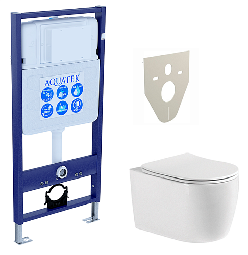 Aquatek SET Европа New cm Комплект: рама Standard INS-0000012 + унитаз AQ1106-00 с тонким сиденьем с механизмом плавного закрывания, белый