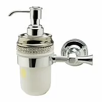 Migliore 31125 Dubai Дозатор настенный, белый/Swarovski/декор платина/хром купить  в интернет-магазине Сквирел