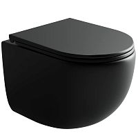 Ceramica Nova CN4007MB UP Rimless Унитаз подвесной, 36х49.5 см, с ультра тонкой крышкой-сиденьем, черный матовый