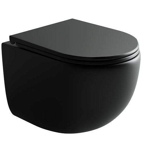 Ceramica Nova CN4007MB UP Rimless Унитаз подвесной, 36х49.5 см, с ультра тонкой крышкой-сиденьем, черный матовый