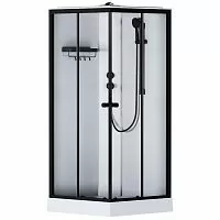 AM.PM W94C-403-090BT X-Joy Square, Душевая кабина 90x90 см, профиль матовый черный/стекло прозрачное