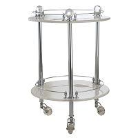 Migliore 16818 Cristalia Столик на колесиках, стекло/хром/Swarovski