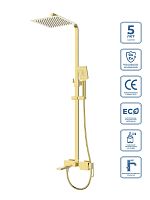 BelBagno LUC-VSCM-ORO Душевая стойка со смесителем для верхнего и ручного душа, золото