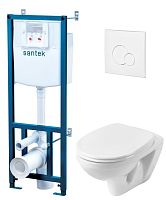 Santek 1.WH30.2.464 Бореаль Комплект: подвесной унитаз с сиденьем SC + инсталляция + белая панель смыва