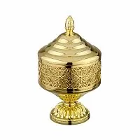 Migliore 26158 Luxor Баночка на ножке низкая, ажурная с крышкой, золото купить  в интернет-магазине Сквирел