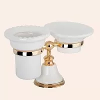 TW Harmony TWHA141bi/oro 141, настольный держатель с мыльницей и стаканом, керамика (бел), цвет: белый/золото, купить  в интернет-магазине Сквирел