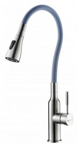 Lemark LM5082S-Gray Expert Смеситель для кухни, с гибким изливом, хром/серый