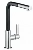 Kludi 408518775 L-INE S Смеситель для кухни, DN 15, с выдвижным изливом, хром/черный матовый