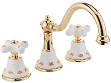 Migliore 19483 Provance Смеситель для раковины, Click-clack, белый с декором/золото