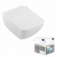 Villeroy & Boch 4611RS01 Venticello Комбинированная система (4611R001 унитаз 37х56 см подвесной DirectFlush + 9M79S101 сиденье SlimSeat, Quick Release, Soft Closing), альпийский белый (White Alpin)