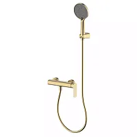 Aquame AQM6313BG Monza Смеситель для душа, с душевым набором, D120 мм, 3 режима, Brushed gold (шлифованное золото)