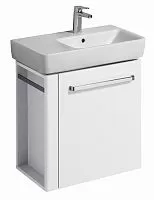 Geberit Renova Compact 862265000 CompactШкафчик под раковину, 590х604х337 мм, с держателем для полотенец слева, корпус белый матовый, фасад белый глянец купить  в интернет-магазине Сквирел