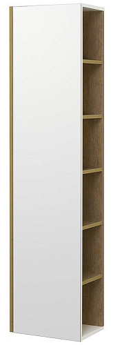 Акватон 1A253403SDZ90 Сканди Шкаф - колонна с зеркалом, 40х160 см, белый/дуб рустикальный купить  в интернет-магазине Сквирел
