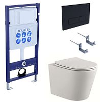 Aquatek SET Вега cmp-017 Комплект: рама Standard INS-0000012 + крепеж KKI-0000002 + клавиша KDI-0000017 + унитаз AQ1904-00 с тонким сиденьем Soft-close, белый