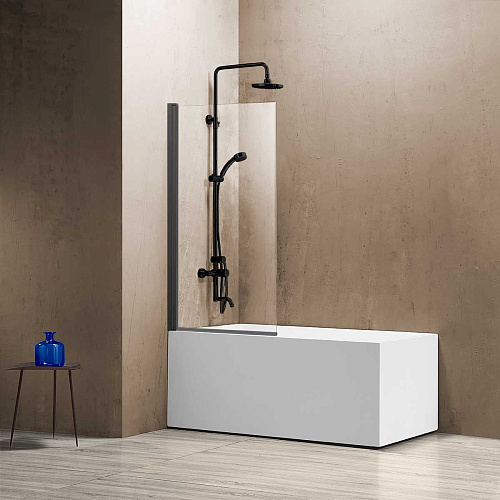 Vincea VSB-1180CLGM Шторка на ванну 80х140 см, профиль вороненая сталь/стекло прозрачное