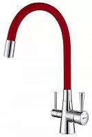 Lemark LM3075C-Red Comfort Смеситель для кухни, с гибким изливом, хром/красный