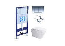 Aquatek SET Амадео-010 4 в 1 Комплект: рама Standard INS-0000012 + крепеж KKI-0000002 + кнопка KDI-0000010 + унитаз AQ1163-00 с крышкой-сиденьем Soft-close, белый