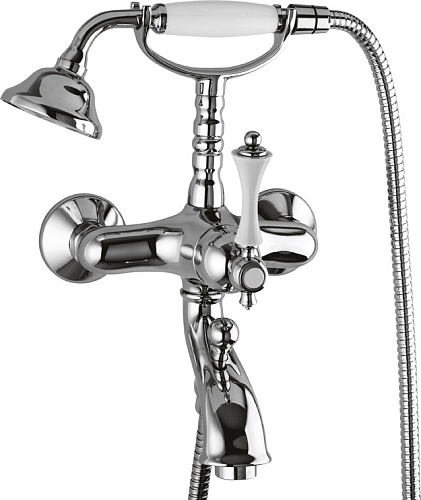 Cezares MARGOT-PBV-01-Bi Смеситель на борт ванны, с ручным душем, хром/ручки белые