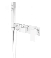 Cezares PORTA-VDM2-BIO Встраиваемый смеситель для ванны и душа однорычажный, на 3 выхода, в комплекте с ручным душем, исполнение хром белый матовый