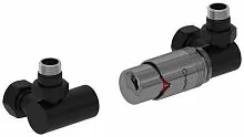Сунержа 31-1422-6211 Терморегулятор автоматический 3D, правый, G 1/2" НР х G 3/4" НГ (набор), матовый черный/черный хром
